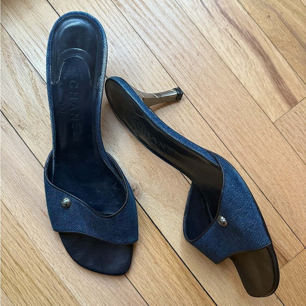 Vintage Chanel Denim Heels